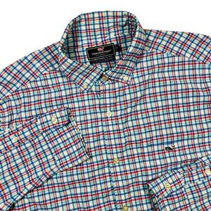 Vineyard Vines Performance Tucker Shirt Mens Large Blue Red Check Plaid 1W3015